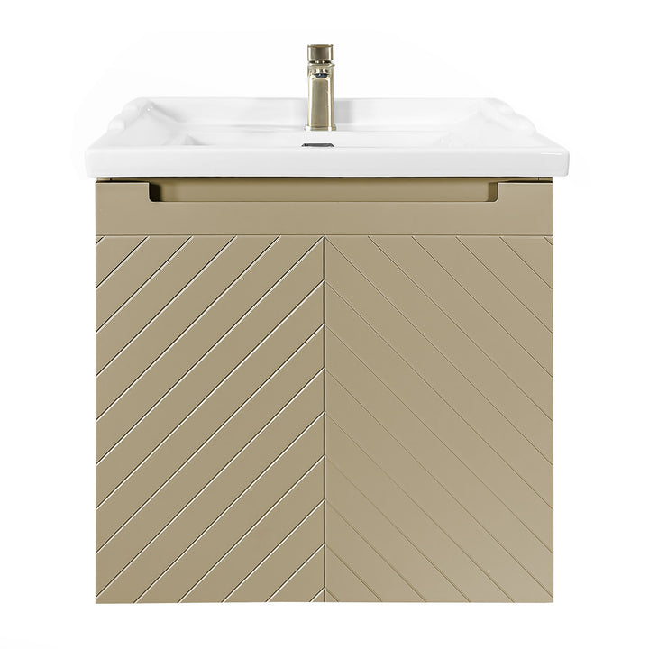 Josef Martin Sophie 600mm Chevron Vanity Unit &amp; Traditional Basin - Sand