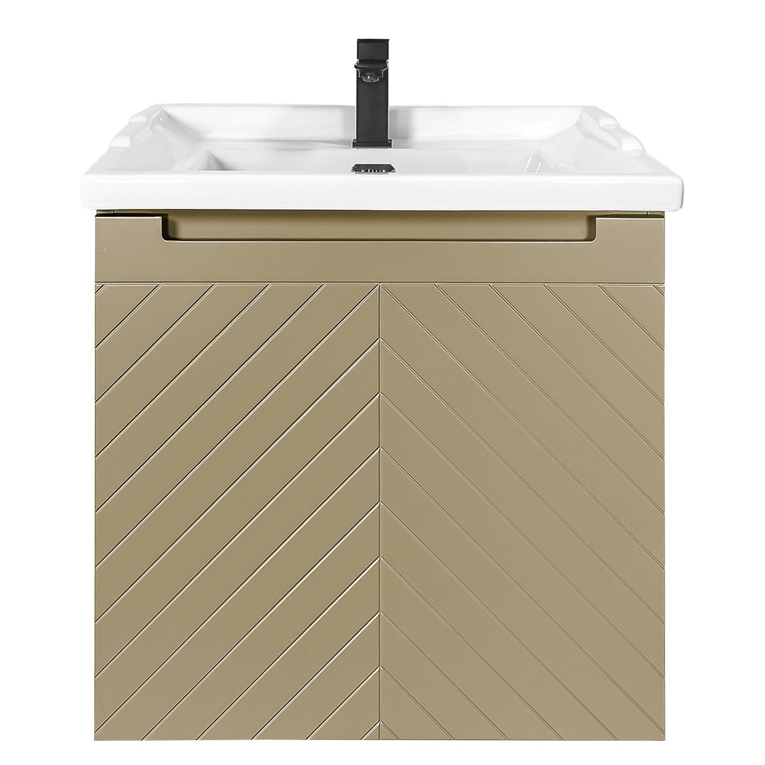 Josef Martin Sophie 600mm Chevron Vanity Unit &amp; Traditional Basin - Sand