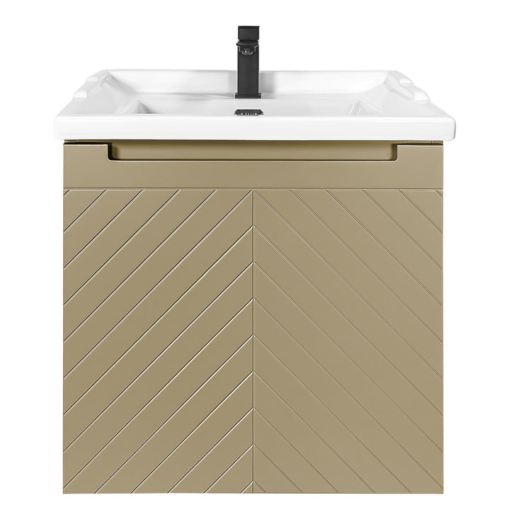 Josef Martin Sophie 600mm Chevron Vanity Unit &amp; Traditional Basin - Sand