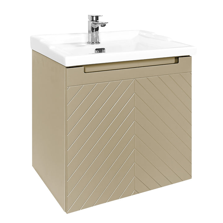 Josef Martin Sophie 600mm Chevron Vanity Unit &amp; Traditional Basin - Sand