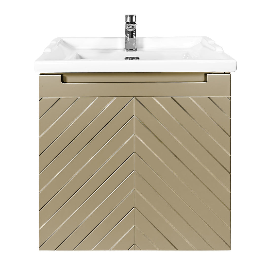 Josef Martin Sophie 600mm Chevron Vanity Unit &amp; Traditional Basin - Sand