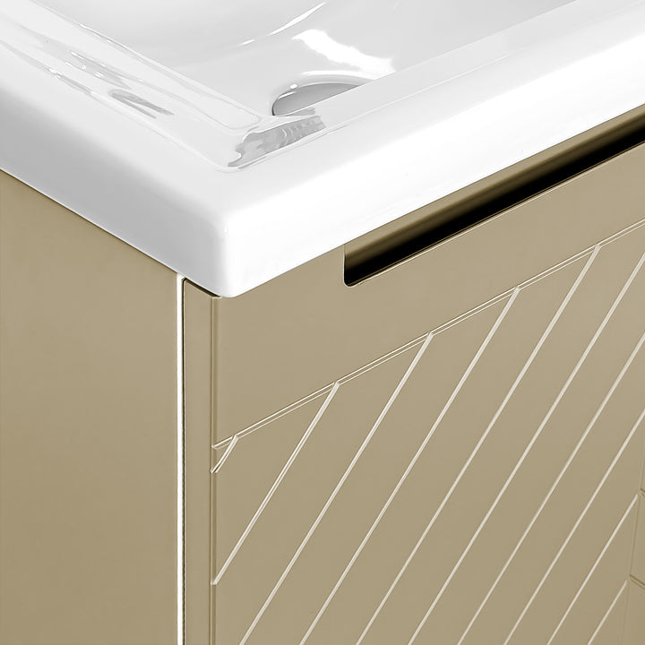 Josef Martin Sophie 600mm Chevron Vanity Unit &amp; Traditional Basin - Sand