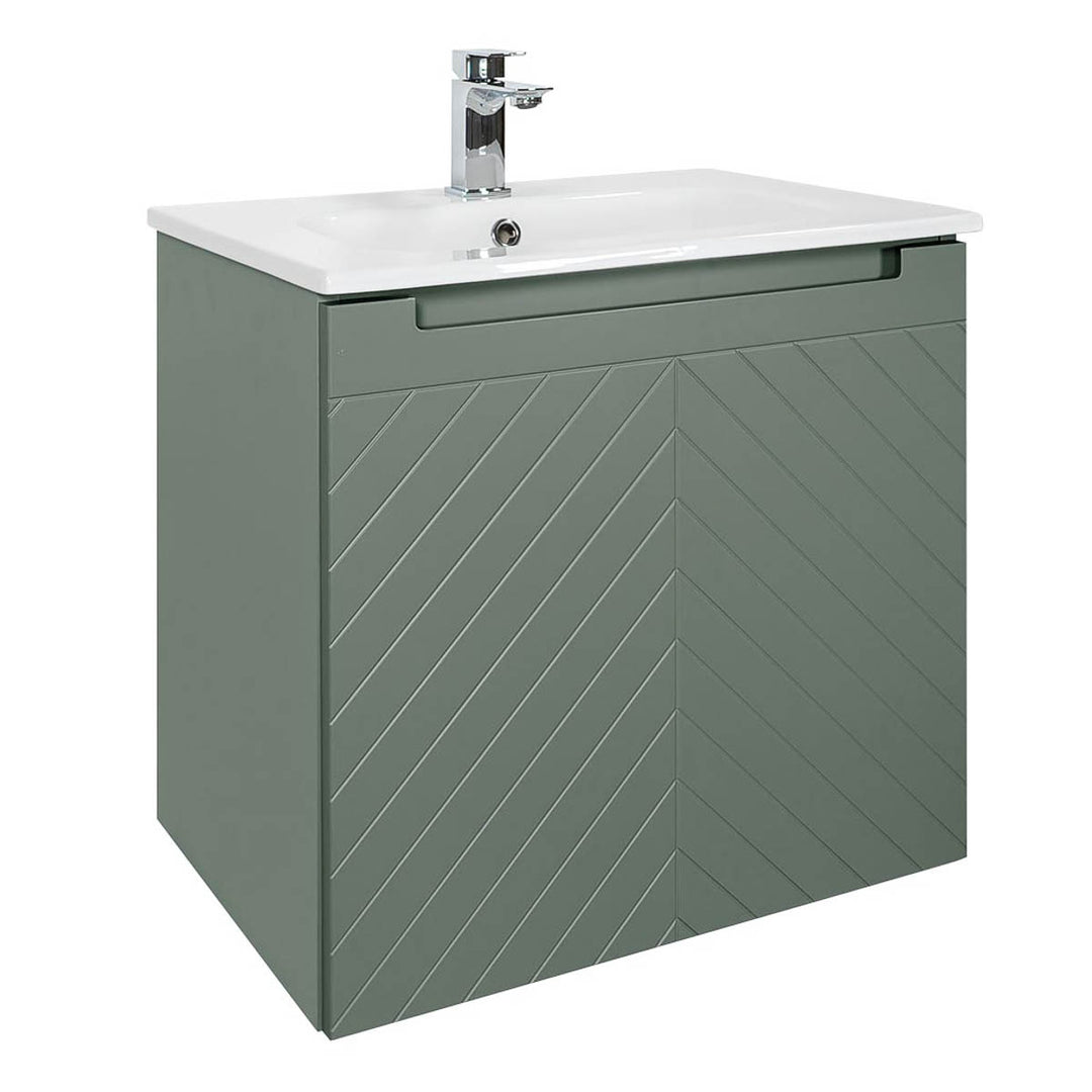 Josef Martin Sophie 600mm Chevron Vanity Unit &amp; Slimline Basin - Spring Green