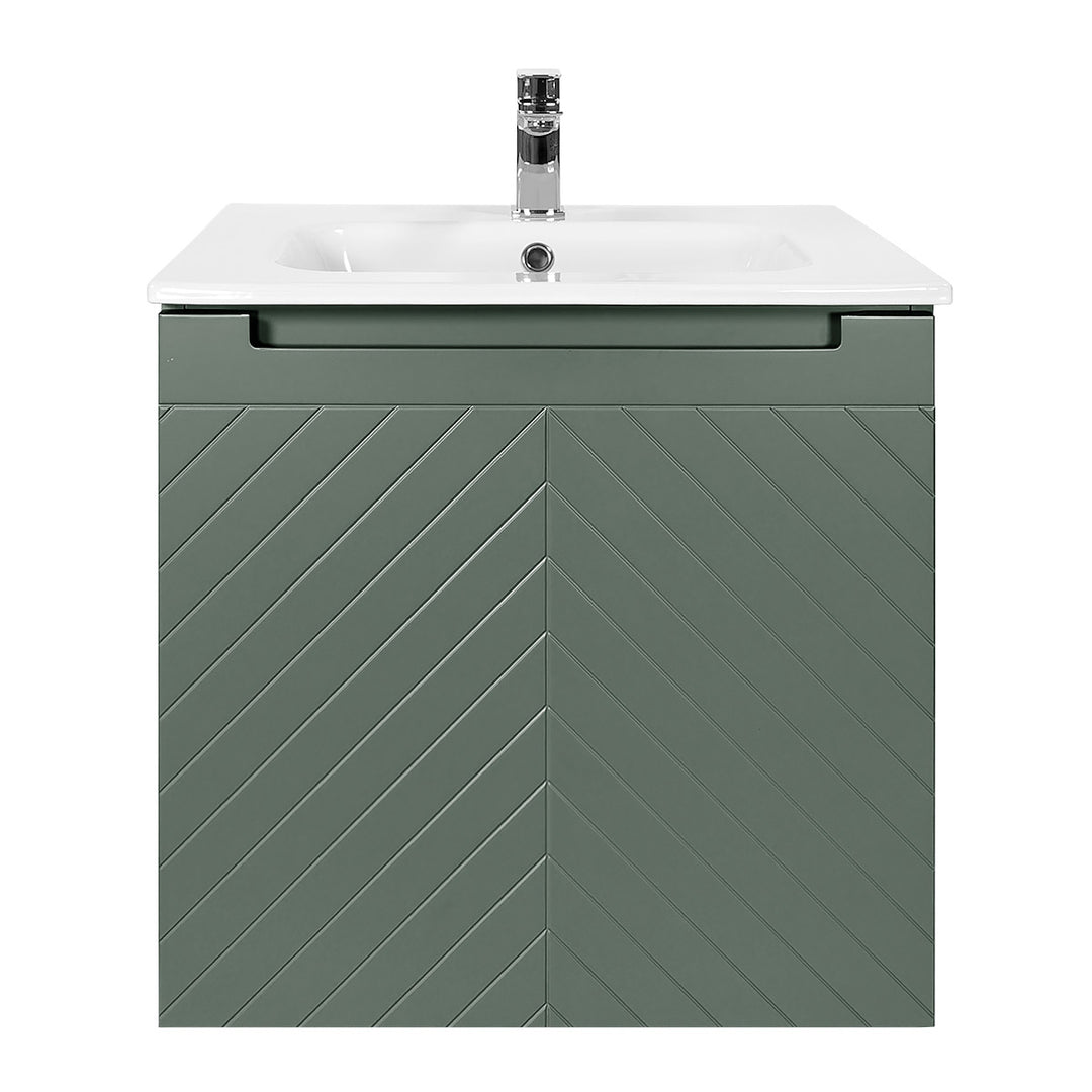 Josef Martin Sophie 600mm Chevron Vanity Unit &amp; Slimline Basin - Spring Green