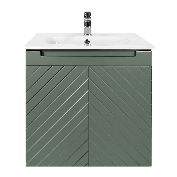 Josef Martin Sophie 600mm Chevron Vanity Unit &amp; Slimline Basin - Spring Green