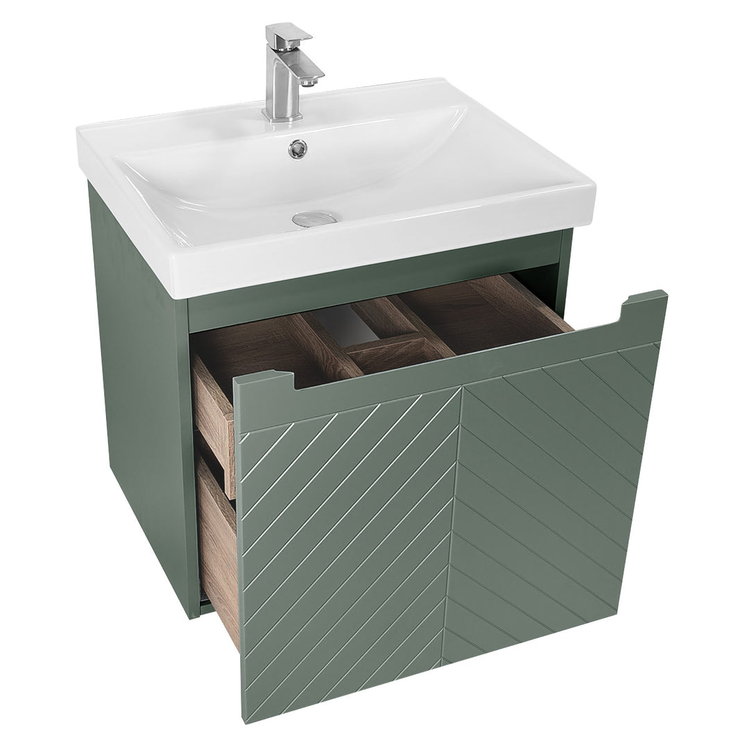 Josef Martin Sophie 600mm Chevron Vanity Unit &amp; Basin - Spring Green