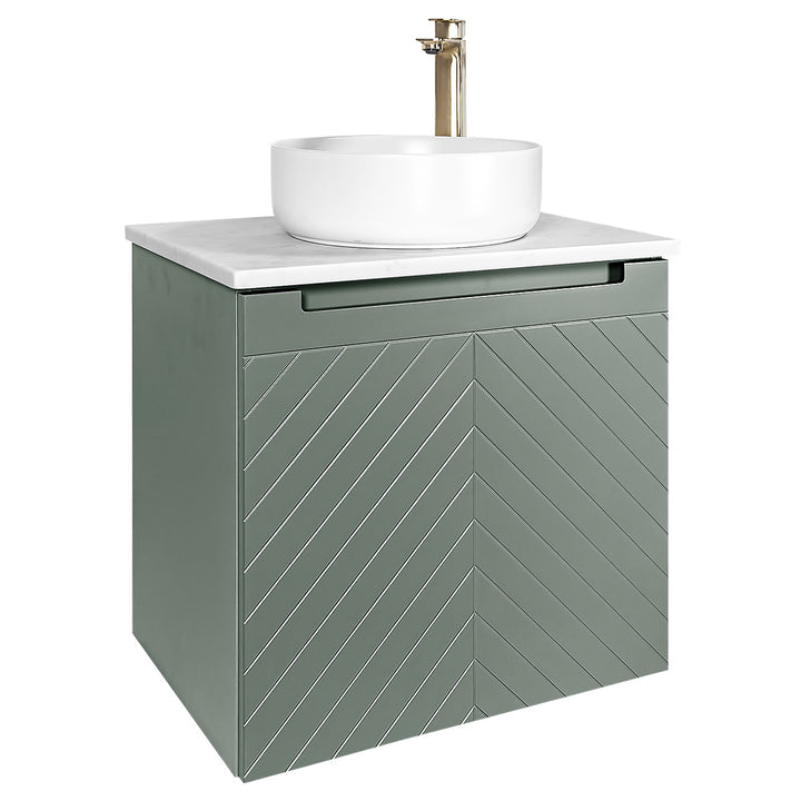 Josef Martin Sophie 600mm Chevron Vanity Unit &amp; Pebble Worktop - Spring Green
