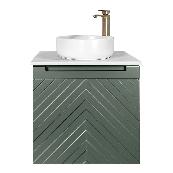 Josef Martin Sophie 600mm Chevron Vanity Unit &amp; Pebble Worktop - Spring Green