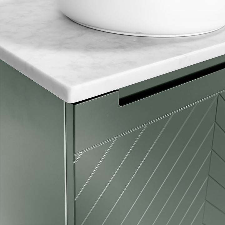 Josef Martin Sophie 600mm Chevron Vanity Unit &amp; Pebble Worktop - Spring Green