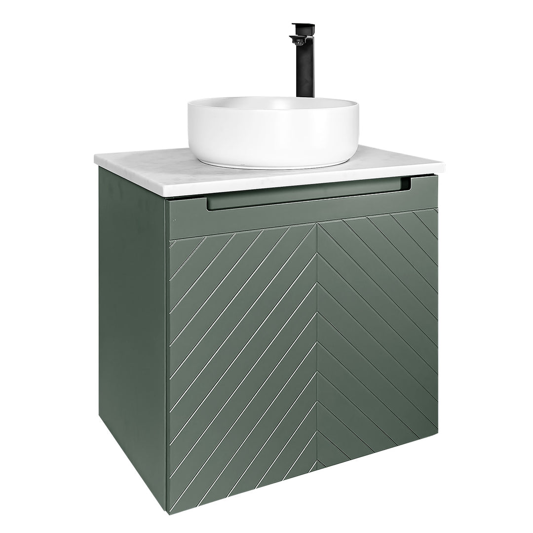 Josef Martin Sophie 600mm Chevron Vanity Unit &amp; Pebble Worktop - Spring Green