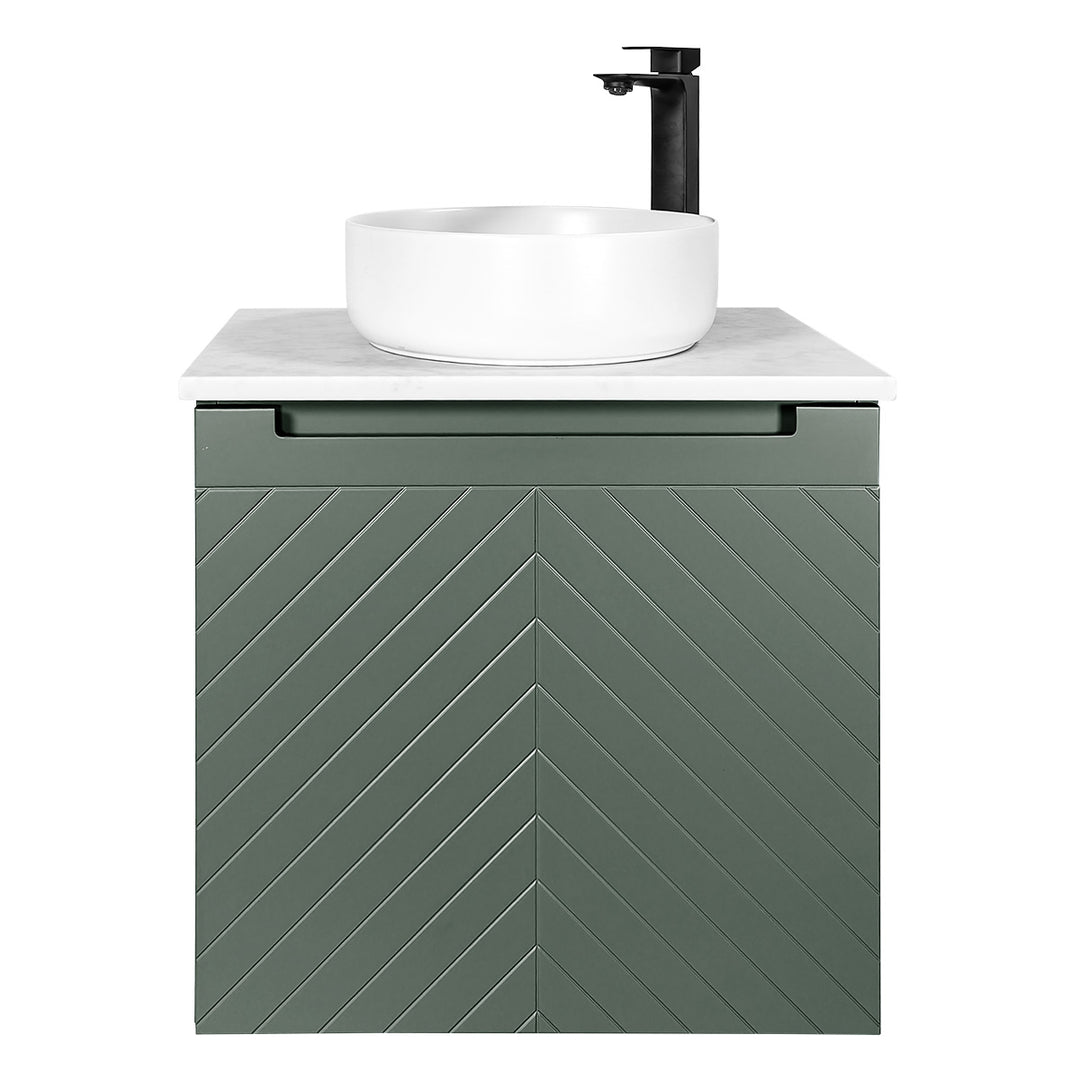 Josef Martin Sophie 600mm Chevron Vanity Unit &amp; Pebble Worktop - Spring Green