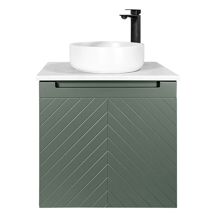 Josef Martin Sophie 600mm Chevron Vanity Unit &amp; Pebble Worktop - Spring Green