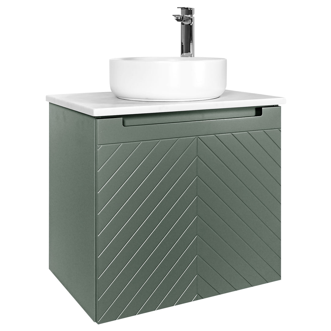 Josef Martin Sophie 600mm Chevron Vanity Unit &amp; Pebble Worktop - Spring Green
