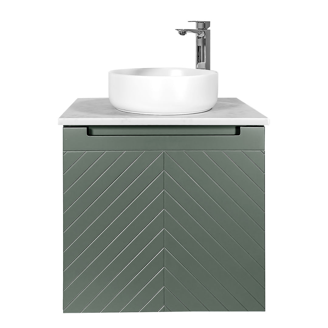 Josef Martin Sophie 600mm Chevron Vanity Unit &amp; Pebble Worktop - Spring Green