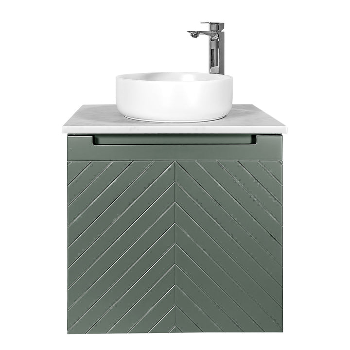 Josef Martin Sophie 600mm Chevron Vanity Unit &amp; Pebble Worktop - Spring Green