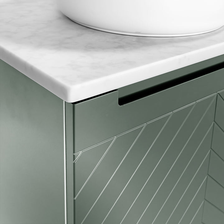 Josef Martin Sophie 600mm Chevron Vanity Unit &amp; Pebble Worktop - Spring Green