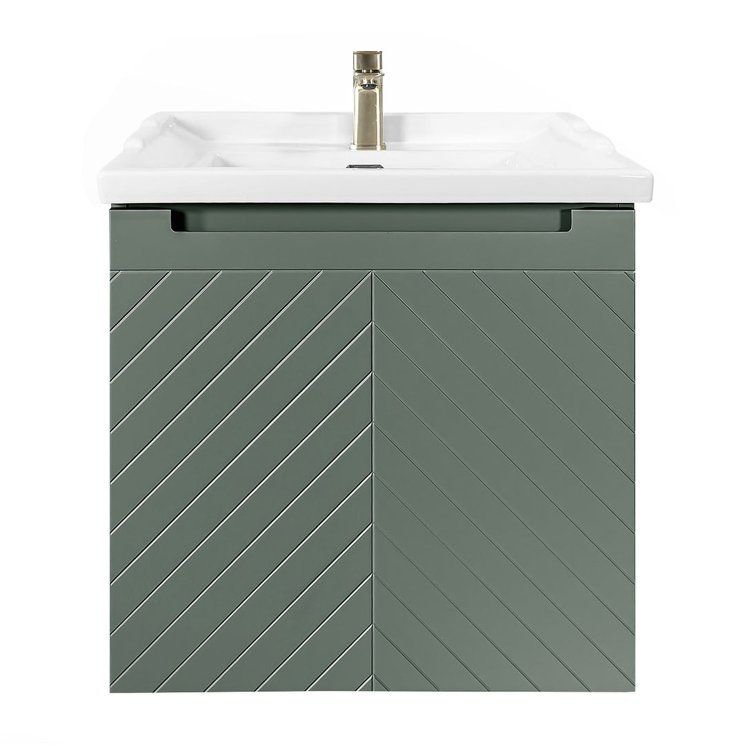 Josef Martin Sophie 600mm Chevron Vanity Unit &amp; Traditional Basin - Spring Green