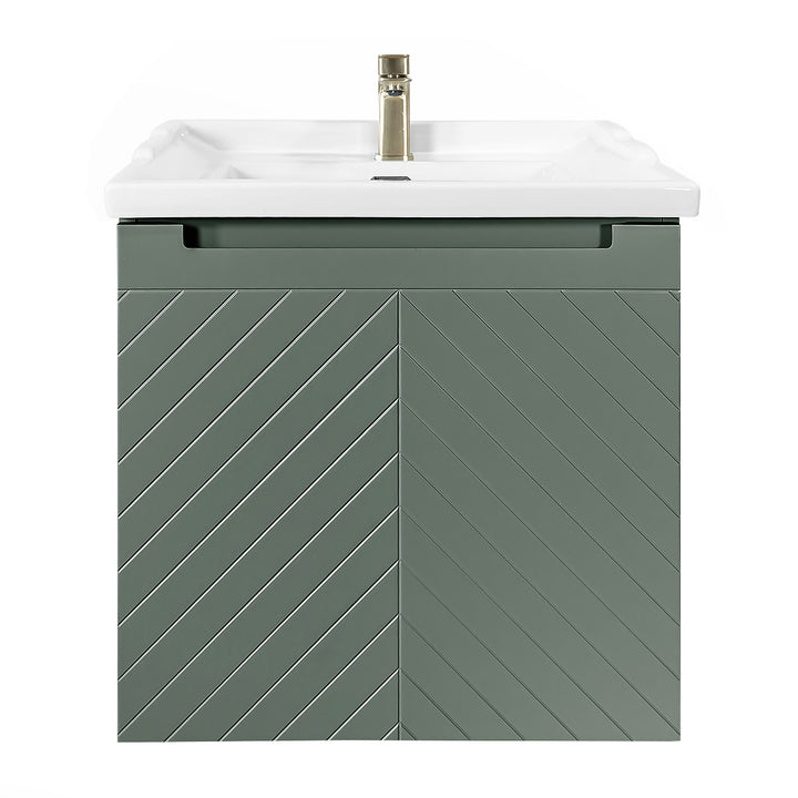 Josef Martin Sophie 600mm Chevron Vanity Unit &amp; Traditional Basin - Spring Green