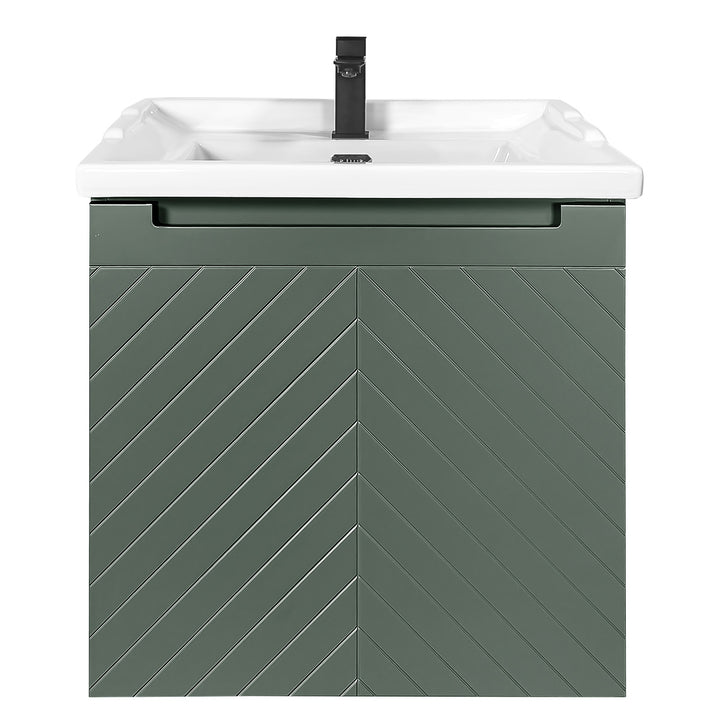 Josef Martin Sophie 600mm Chevron Vanity Unit &amp; Traditional Basin - Spring Green