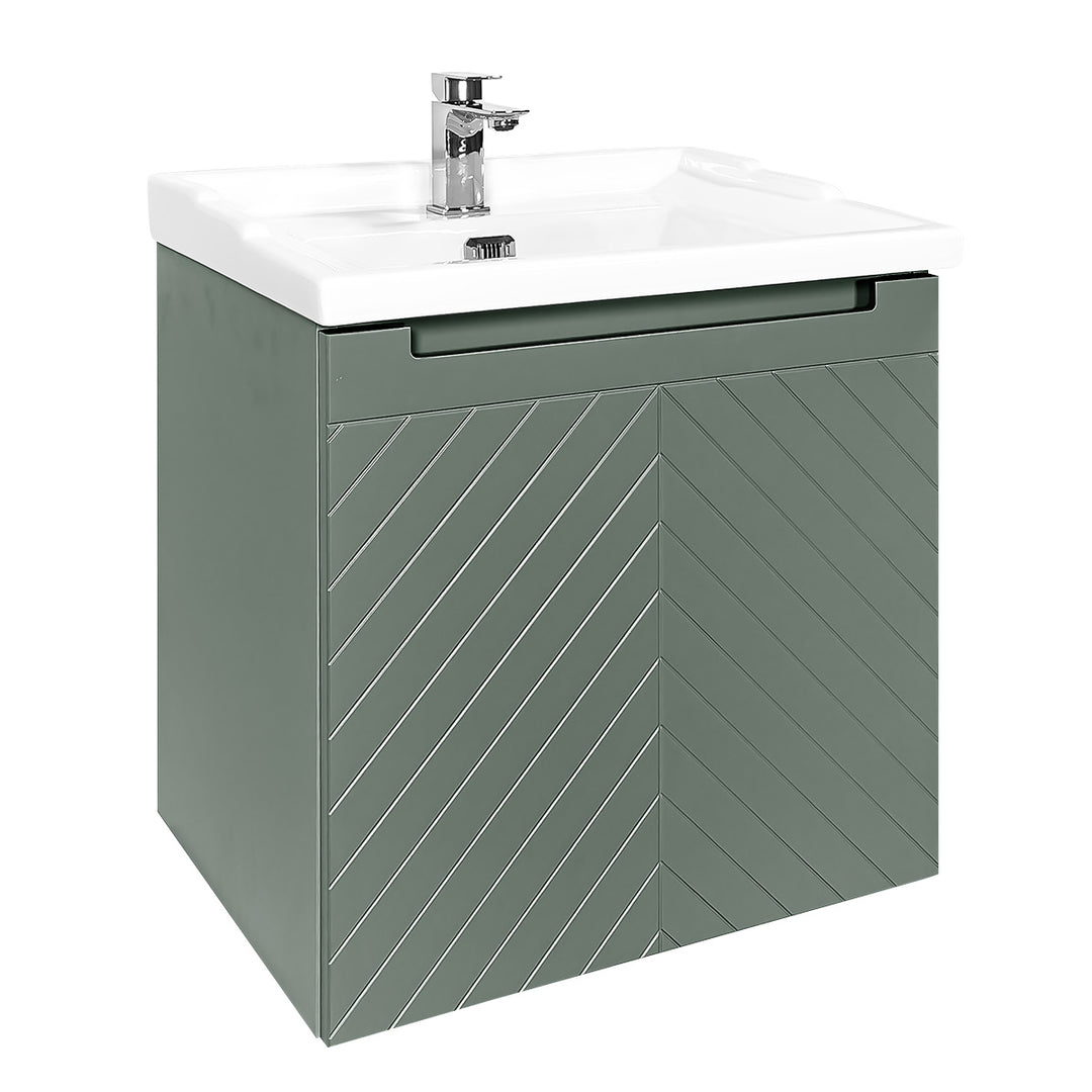 Josef Martin Sophie 600mm Chevron Vanity Unit &amp; Traditional Basin - Spring Green