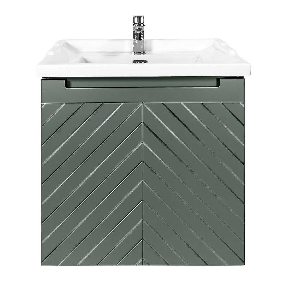 Josef Martin Sophie 600mm Chevron Vanity Unit &amp; Traditional Basin - Spring Green