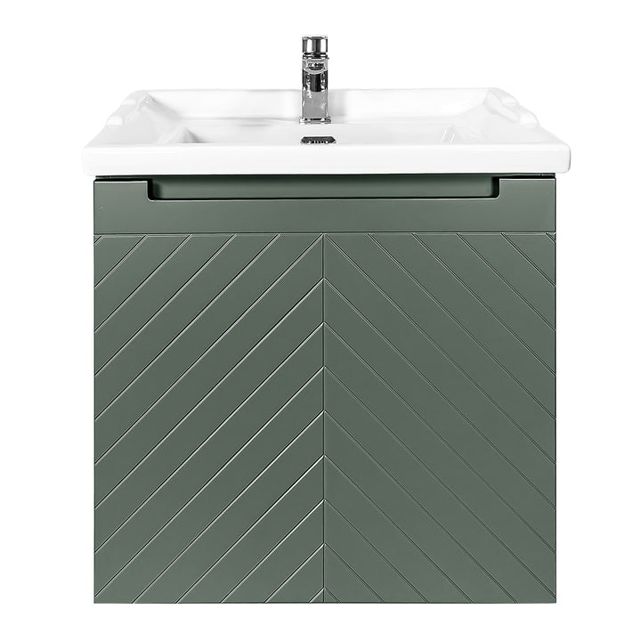Josef Martin Sophie 600mm Chevron Vanity Unit &amp; Traditional Basin - Spring Green