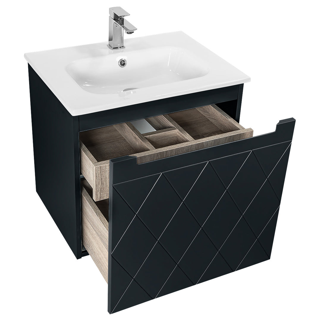 Josef Martin Sophie 600mm Harlequin Vanity Unit &amp; Slimline Basin - Ember