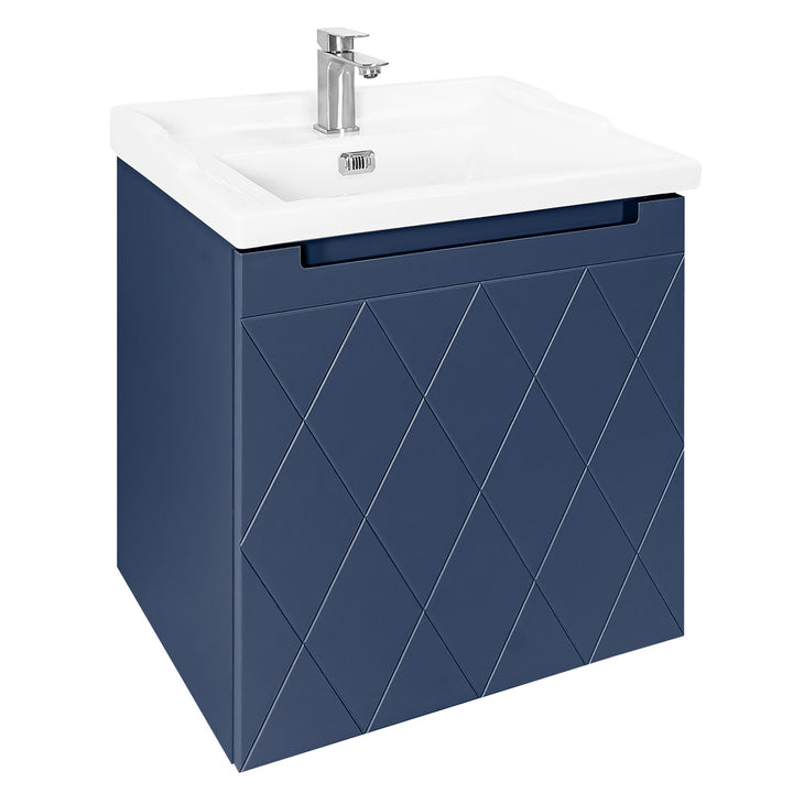 Josef Martin Sophie 600mm Harlequin Vanity Unit &amp; Traditional Basin - Marine Blue