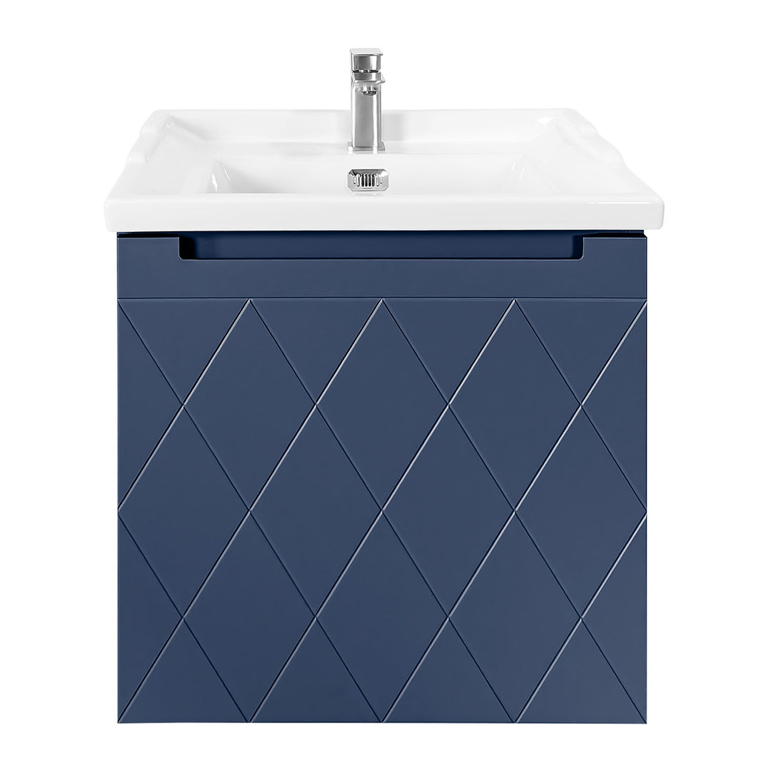 Josef Martin Sophie 600mm Harlequin Vanity Unit &amp; Traditional Basin - Marine Blue