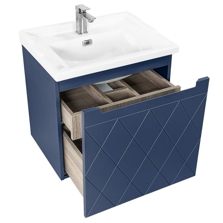 Josef Martin Sophie 600mm Harlequin Vanity Unit &amp; Traditional Basin - Marine Blue