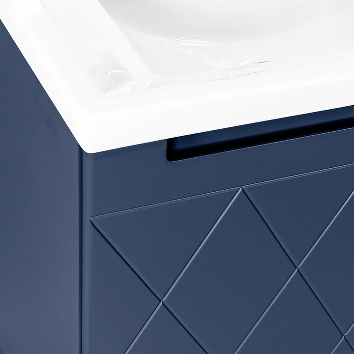 Josef Martin Sophie 600mm Harlequin Vanity Unit &amp; Traditional Basin - Marine Blue