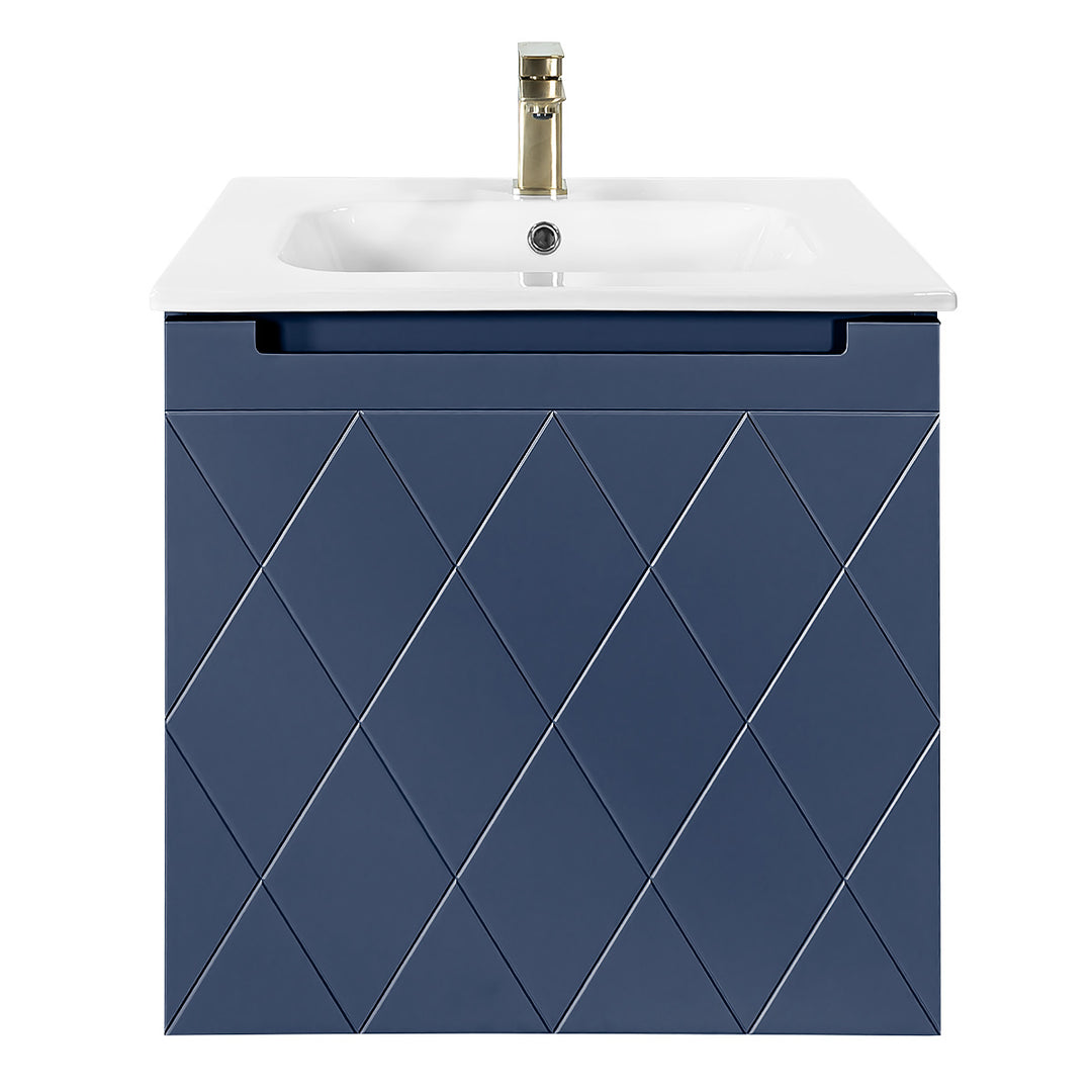 Josef Martin Sophie 600mm Harlequin Vanity Unit &amp; Slimline Basin - Marine Blue