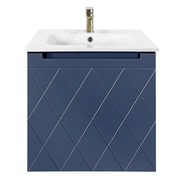 Josef Martin Sophie 600mm Harlequin Vanity Unit &amp; Slimline Basin - Marine Blue