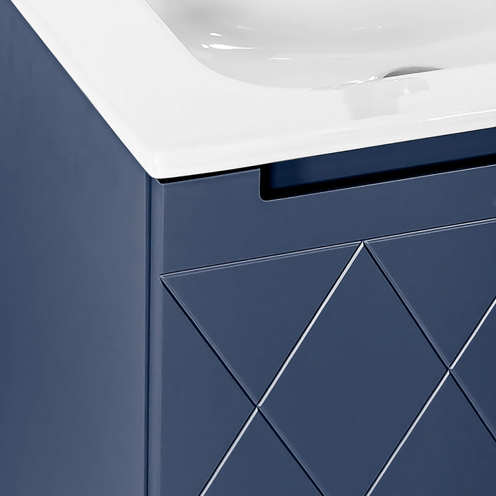 Josef Martin Sophie 600mm Harlequin Vanity Unit &amp; Slimline Basin - Marine Blue