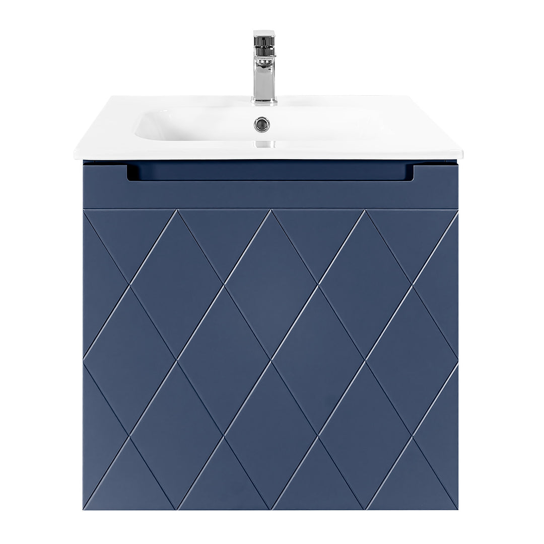 Josef Martin Sophie 600mm Harlequin Vanity Unit &amp; Slimline Basin - Marine Blue