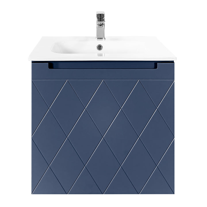 Josef Martin Sophie 600mm Harlequin Vanity Unit &amp; Slimline Basin - Marine Blue