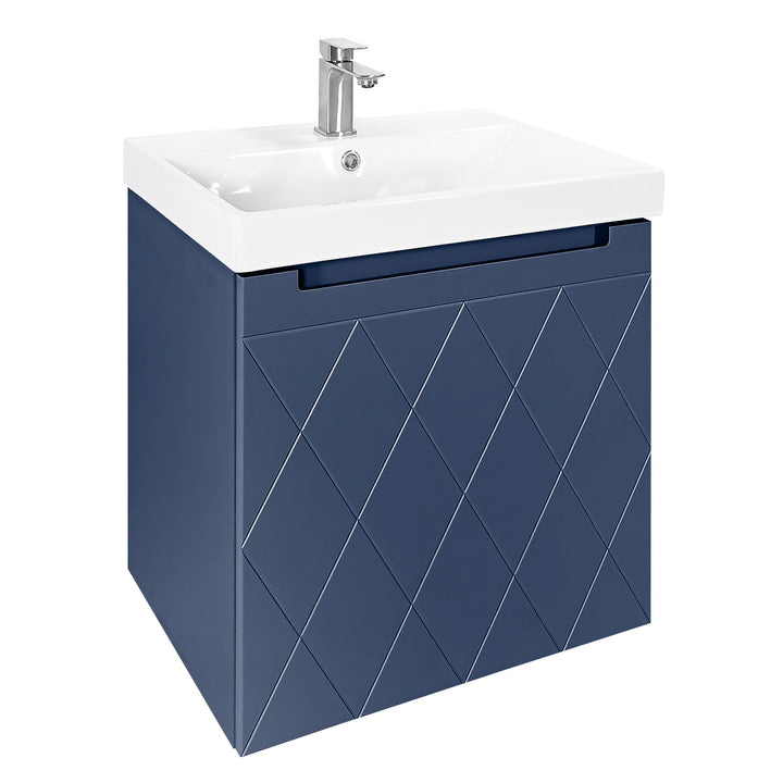 Josef Martin Sophie 600mm Harlequin Vanity Unit &amp; Basin - Marine Blue