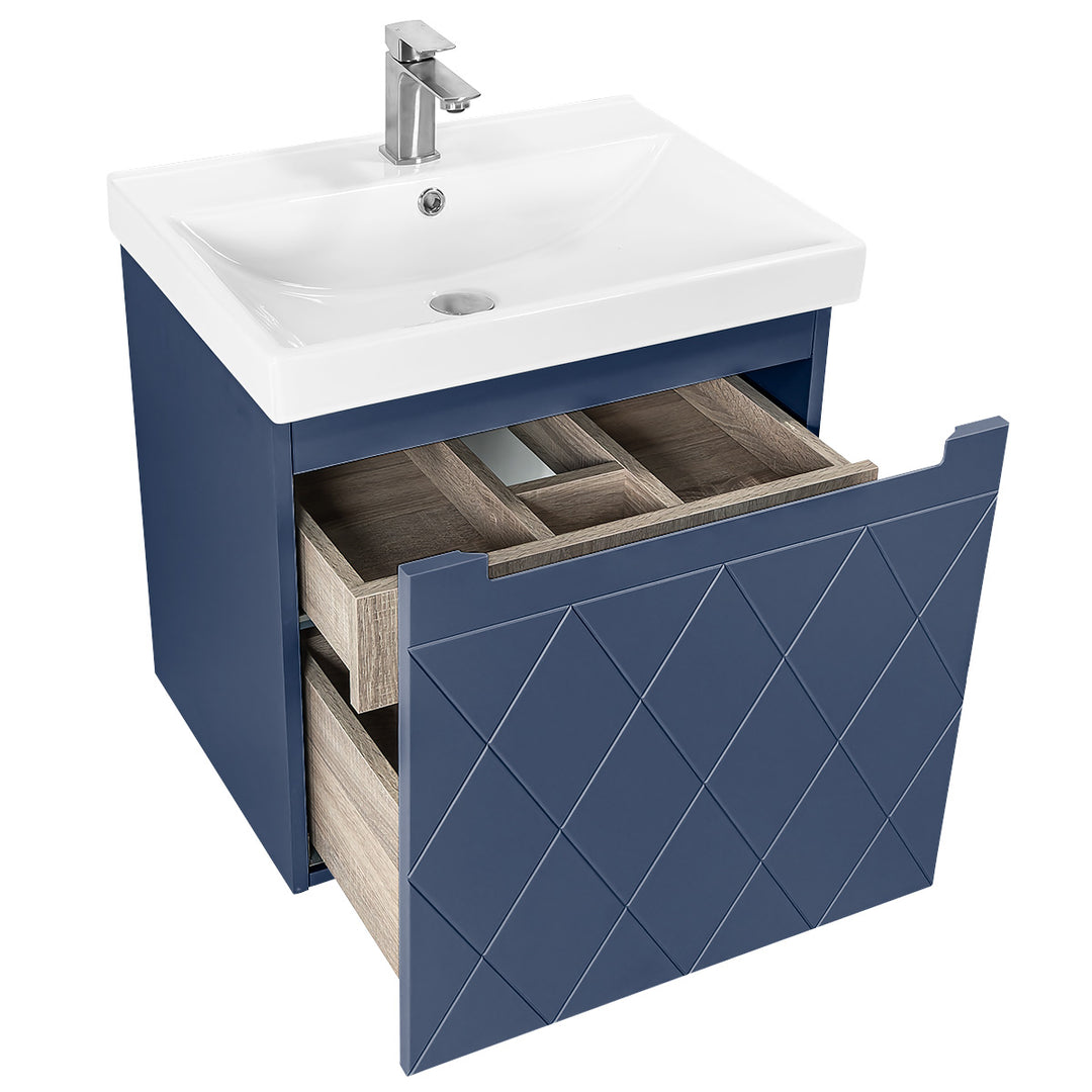 Josef Martin Sophie 600mm Harlequin Vanity Unit &amp; Basin - Marine Blue