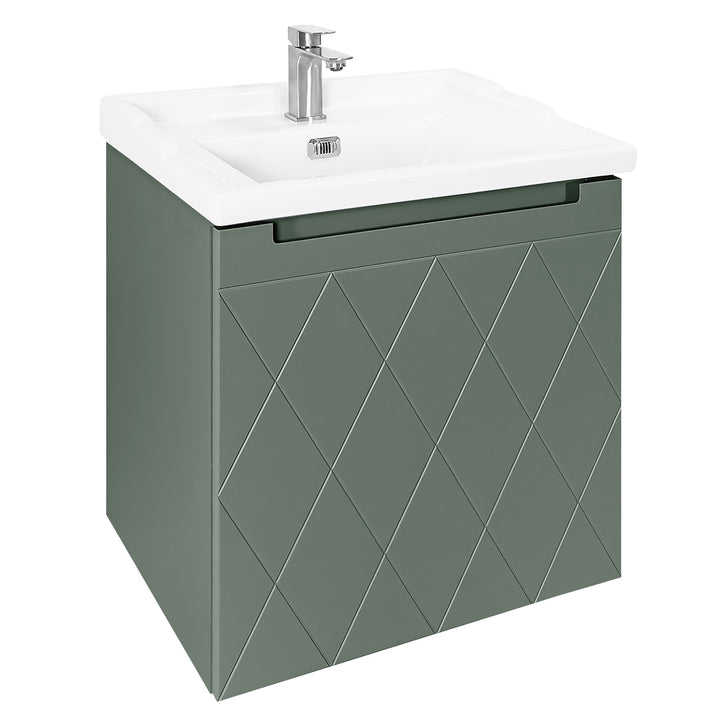 Josef Martin Sophie 600mm Harlequin Vanity Unit &amp; Traditional Basin - Spring Green