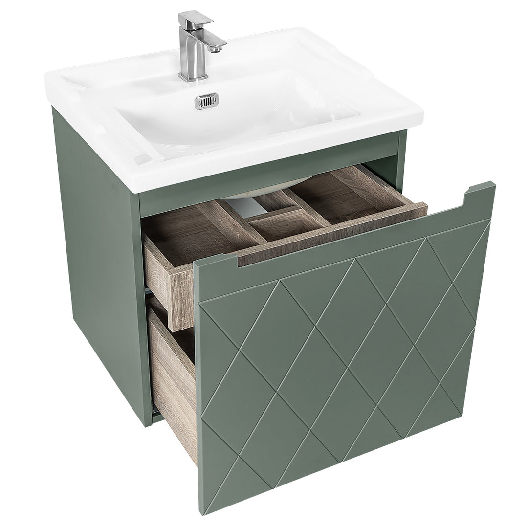 Josef Martin Sophie 600mm Harlequin Vanity Unit &amp; Traditional Basin - Spring Green