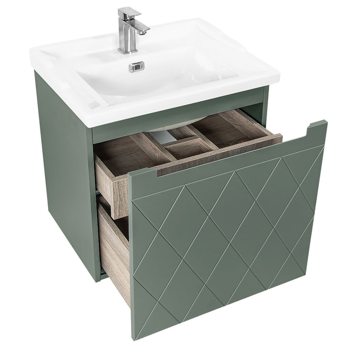Josef Martin Sophie 600mm Harlequin Vanity Unit &amp; Traditional Basin - Spring Green