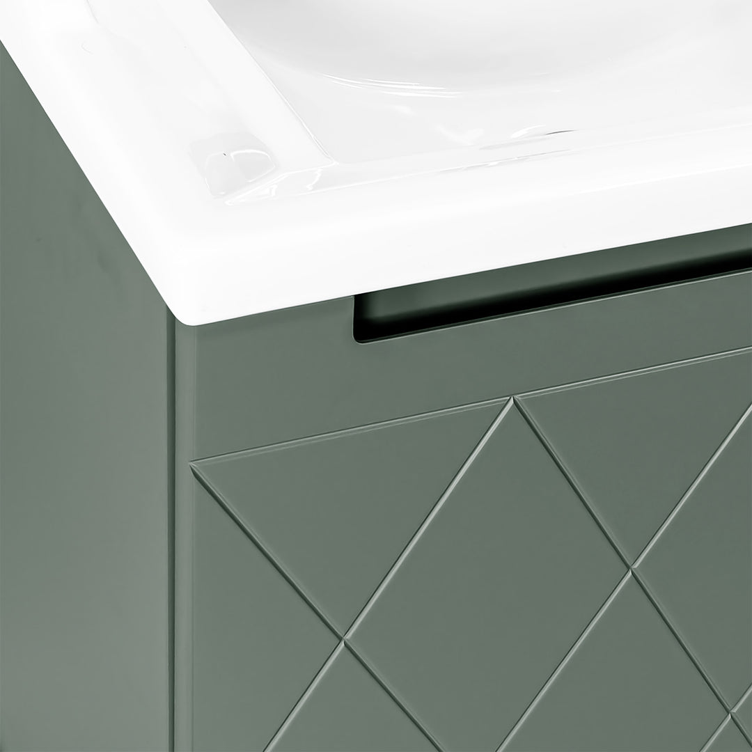 Josef Martin Sophie 600mm Harlequin Vanity Unit &amp; Traditional Basin - Spring Green