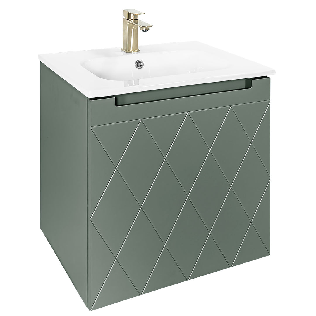 Josef Martin Sophie 600mm Harlequin Vanity Unit &amp; Slimline Basin - Spring Green
