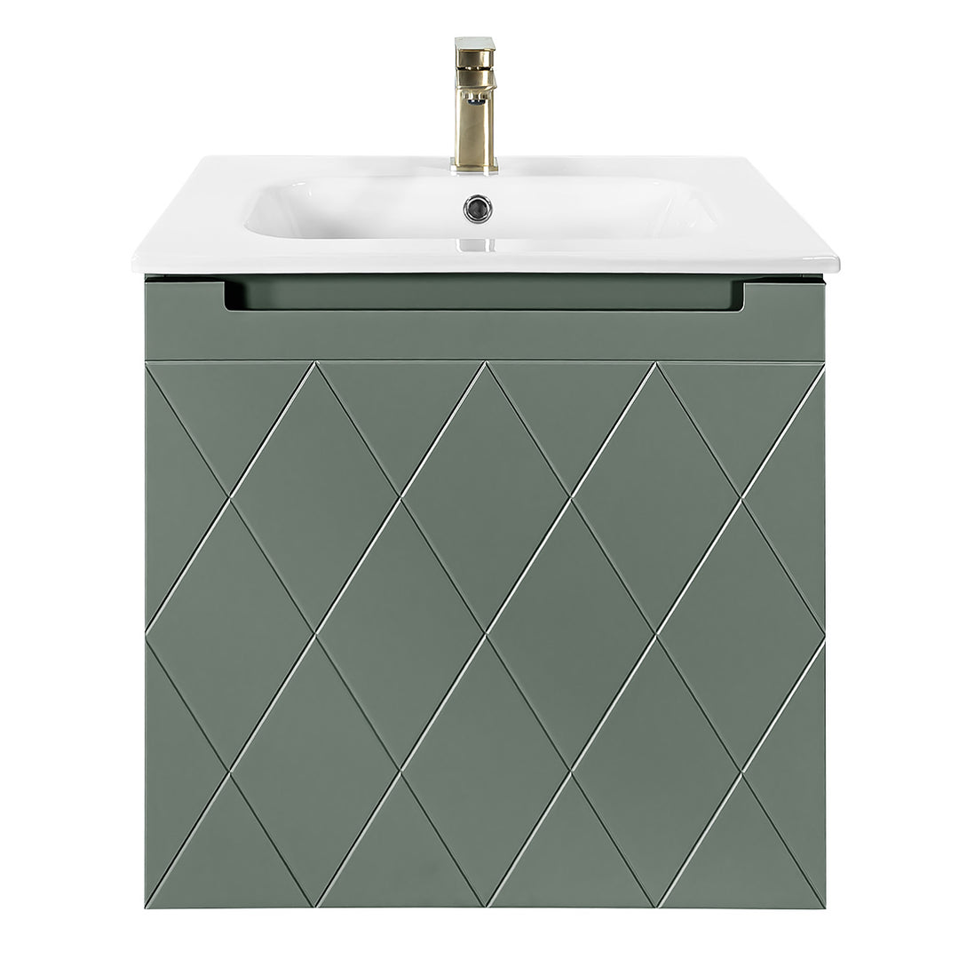 Josef Martin Sophie 600mm Harlequin Vanity Unit &amp; Slimline Basin - Spring Green