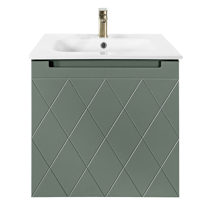 Josef Martin Sophie 600mm Harlequin Vanity Unit &amp; Slimline Basin - Spring Green