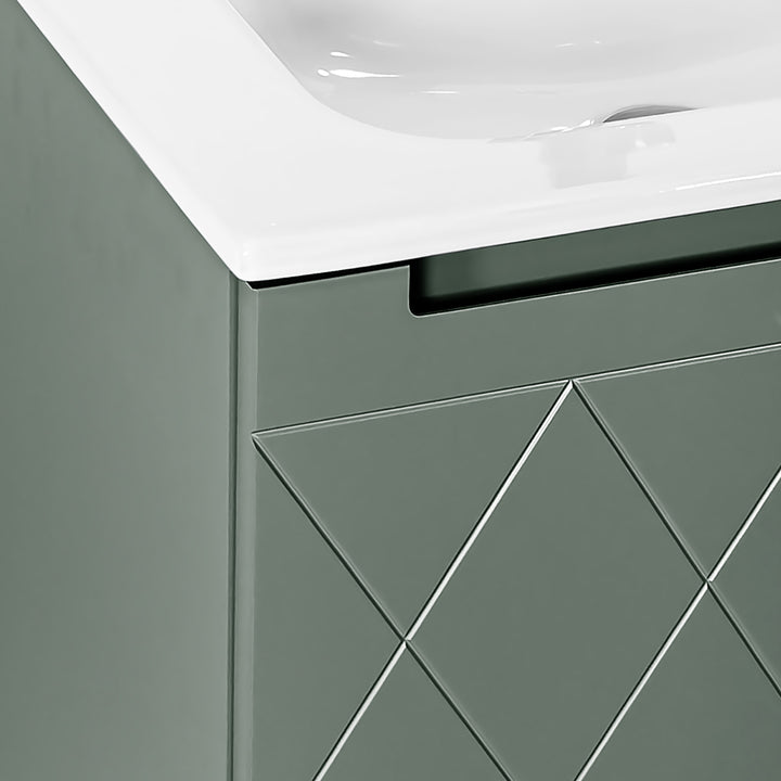 Josef Martin Sophie 600mm Harlequin Vanity Unit &amp; Slimline Basin - Spring Green
