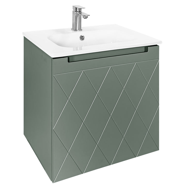 Josef Martin Sophie 600mm Harlequin Vanity Unit &amp; Slimline Basin - Spring Green