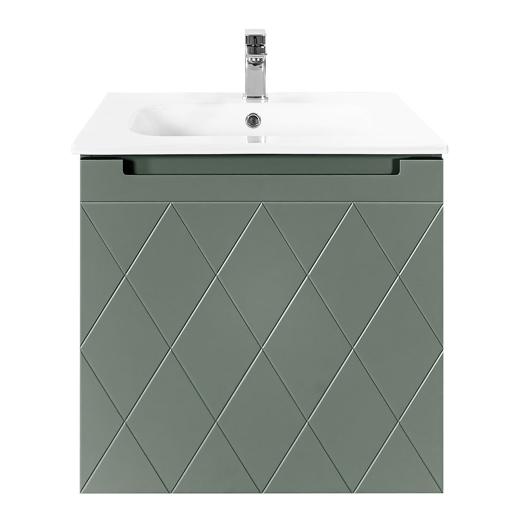 Josef Martin Sophie 600mm Harlequin Vanity Unit &amp; Slimline Basin - Spring Green