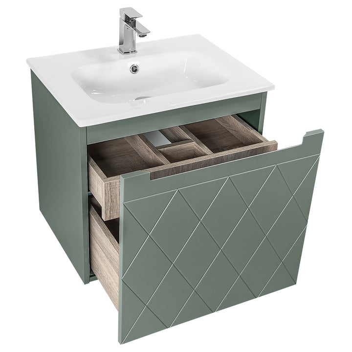 Josef Martin Sophie 600mm Harlequin Vanity Unit &amp; Slimline Basin - Spring Green