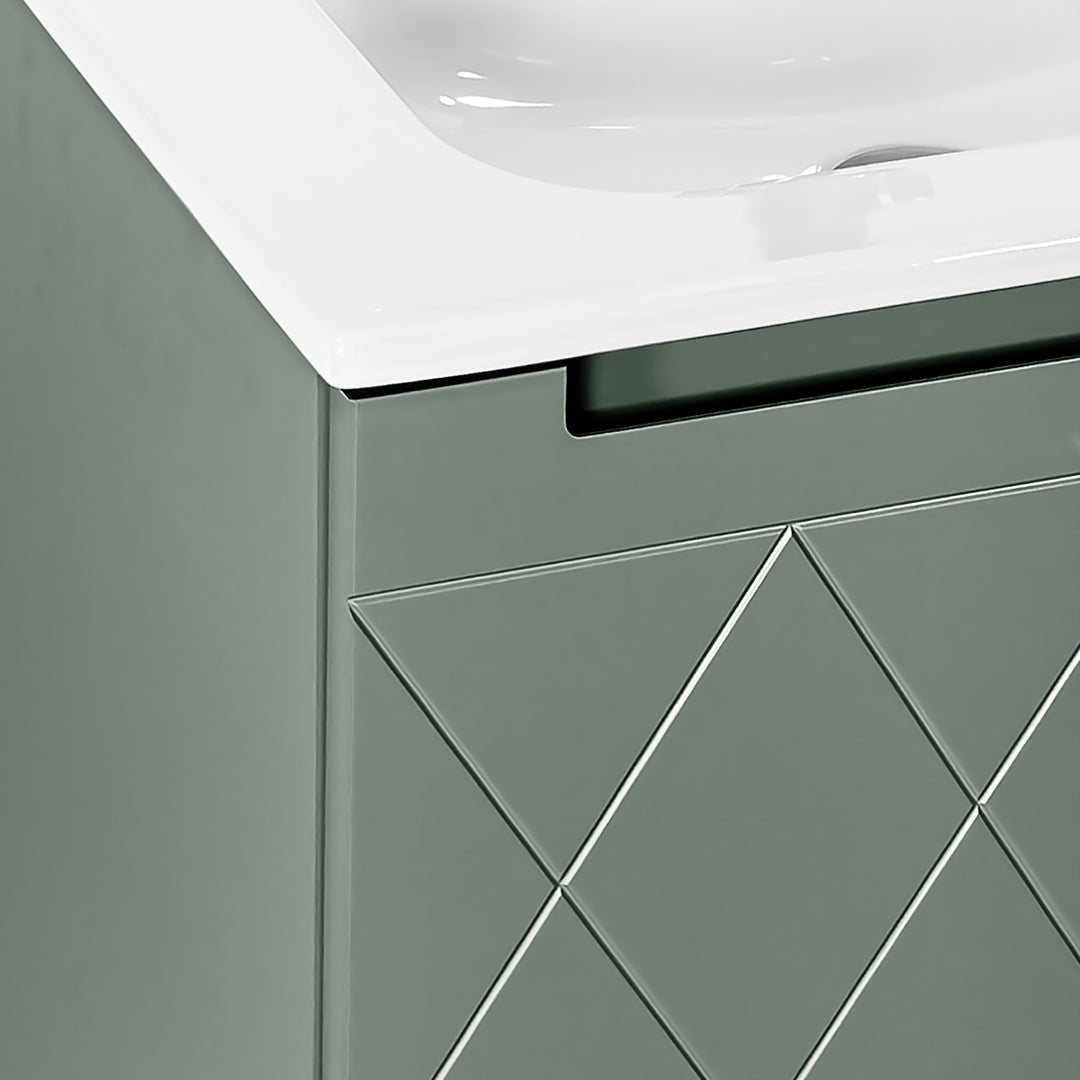 Josef Martin Sophie 600mm Harlequin Vanity Unit &amp; Slimline Basin - Spring Green